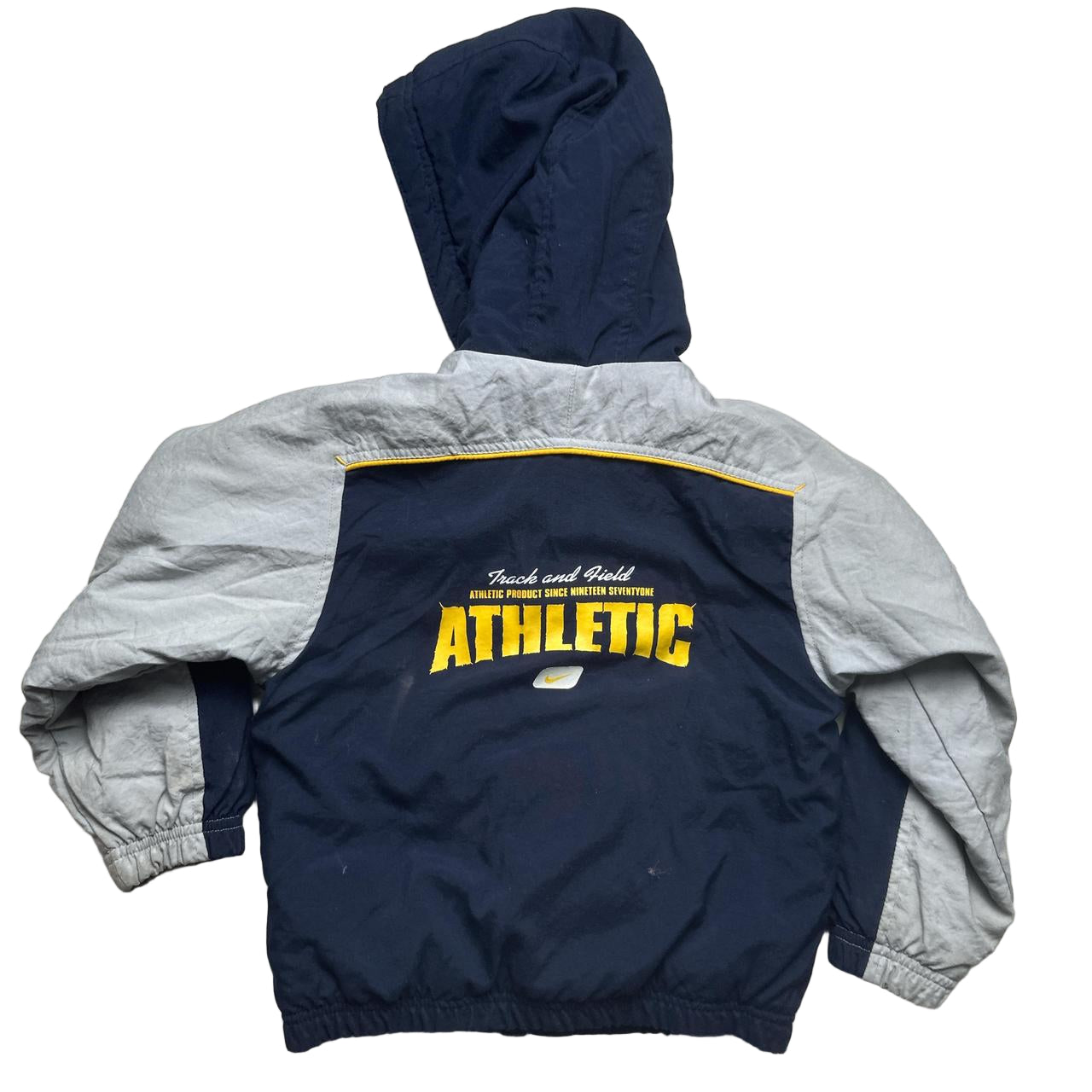 Nike Athletic Vintage Navy Grey and Yellow Kids Jacket (M Kids)