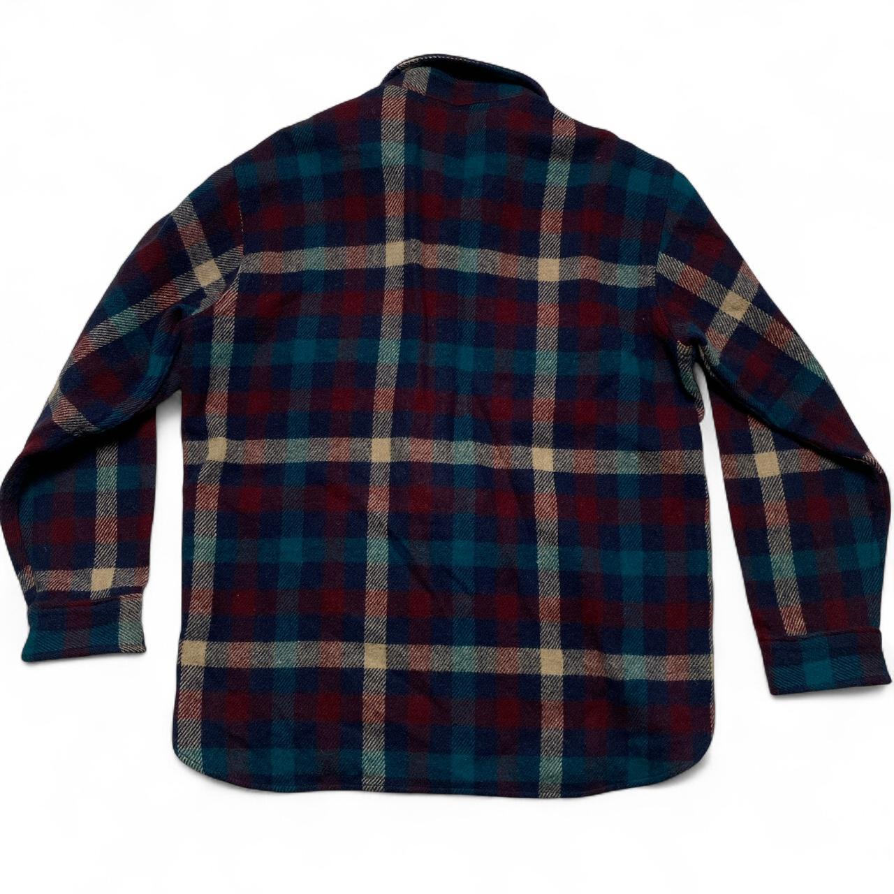 Woolrich Plaid Red and Blue Flannel Wool Thick Shirt (L)