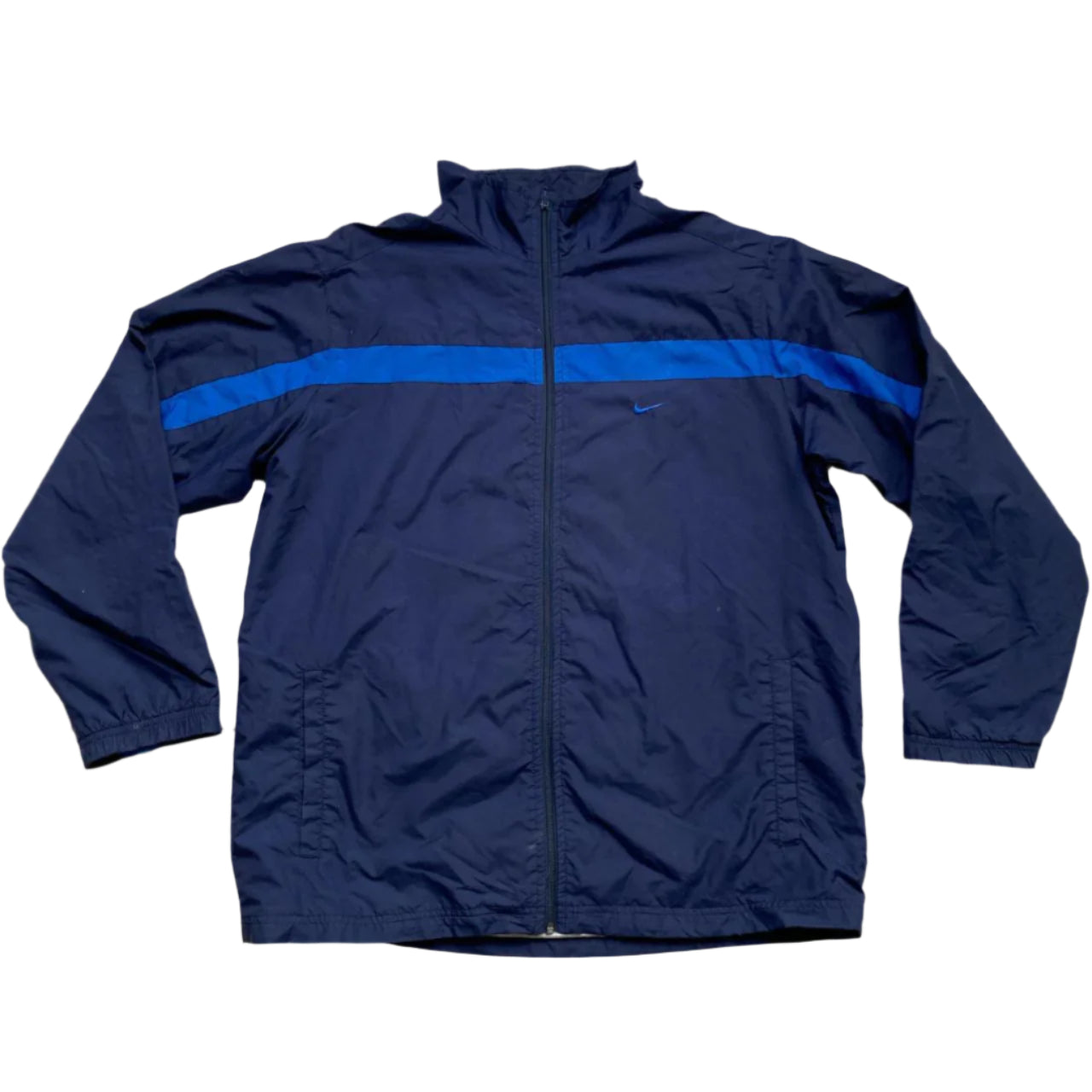Nike Vintage Y2K Navy and Blue Shell Tracksuit Jacket (XL)