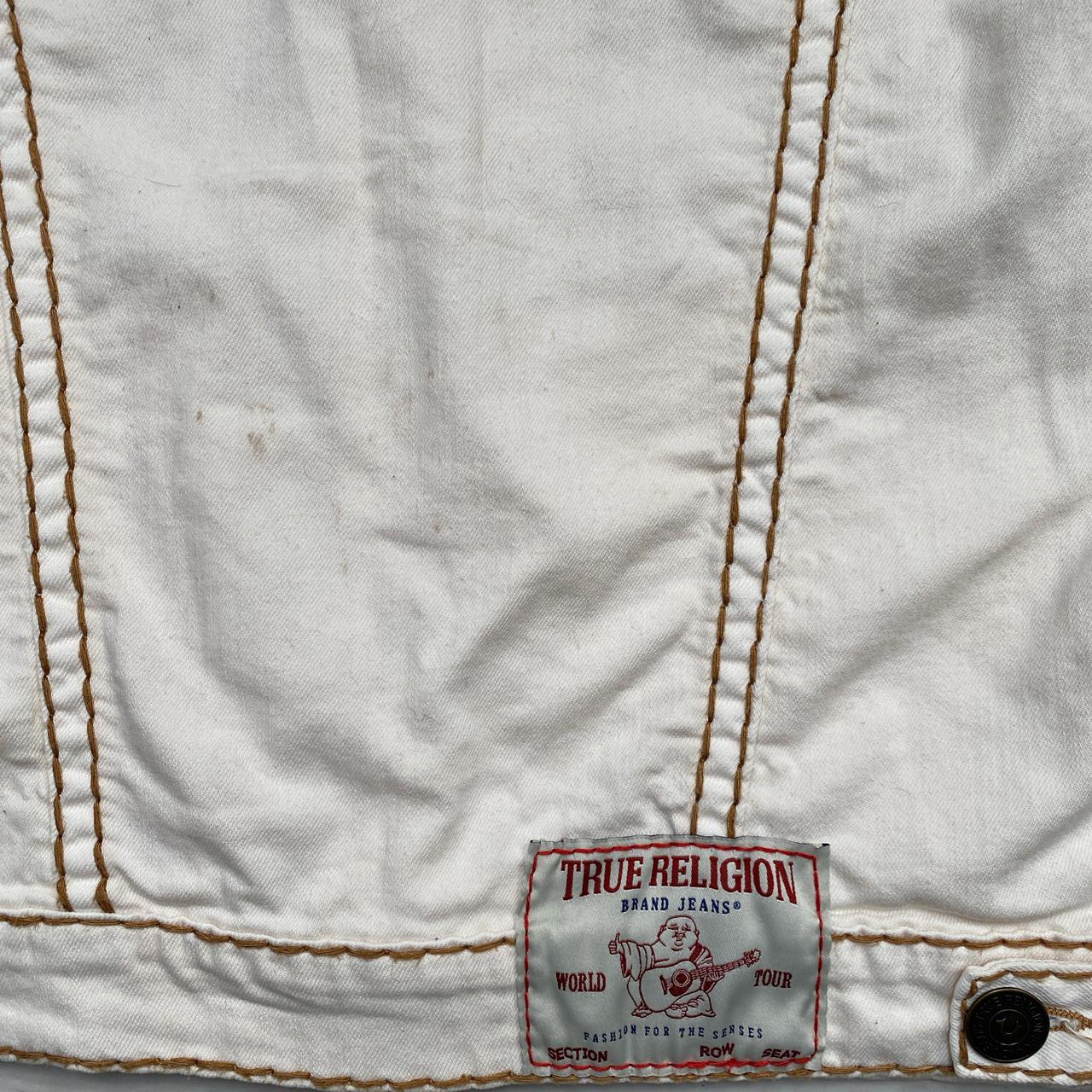 True Religion Cream and Golden Brown Stitch Denim Jacket (S)