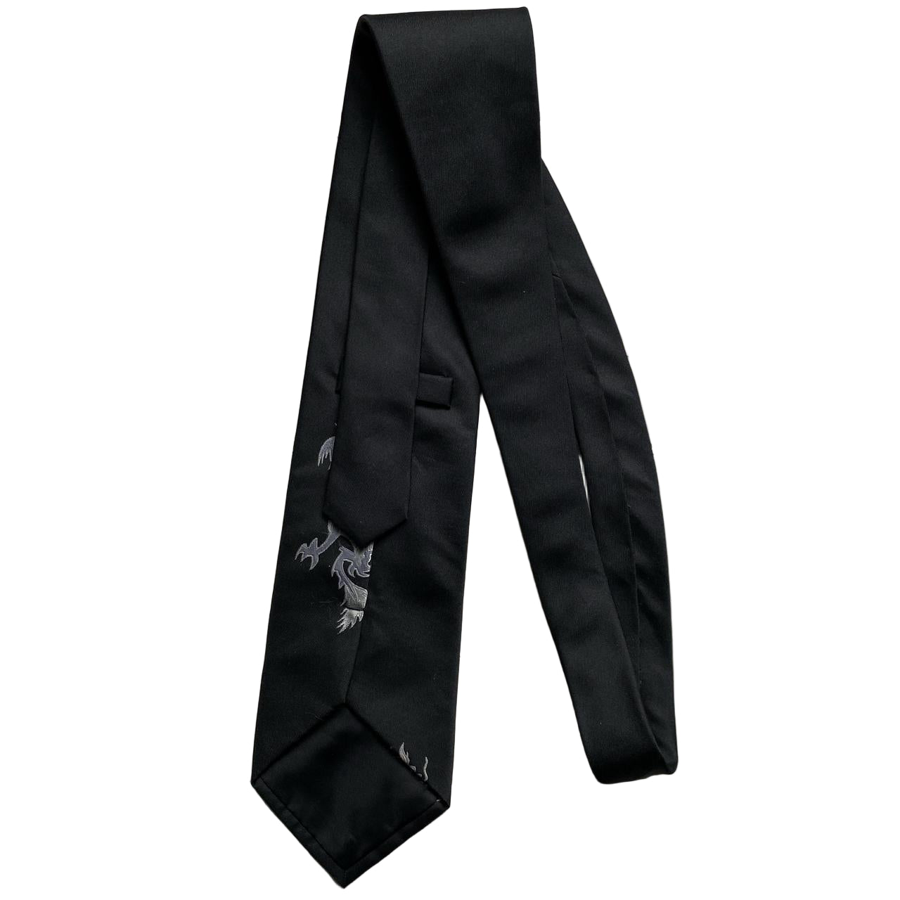 Dragon Y2K Japanese Black and Silver Tie