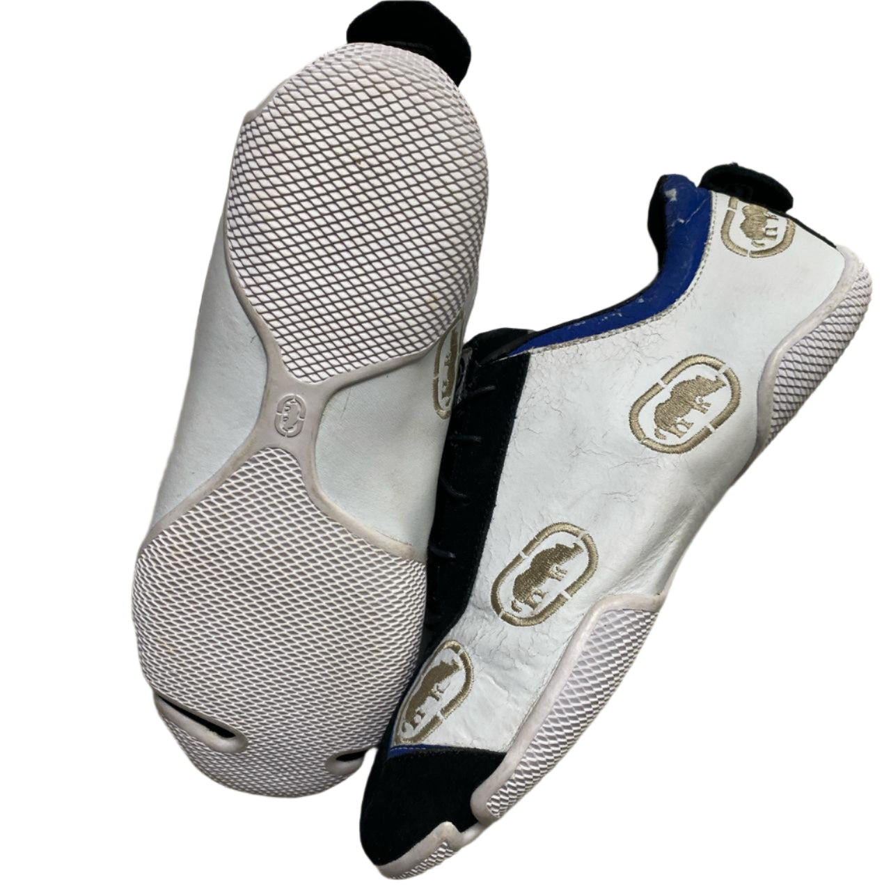 Marc Ecko Vintage Y2K Plimsole Trainers White Black and Blue (UK 9)