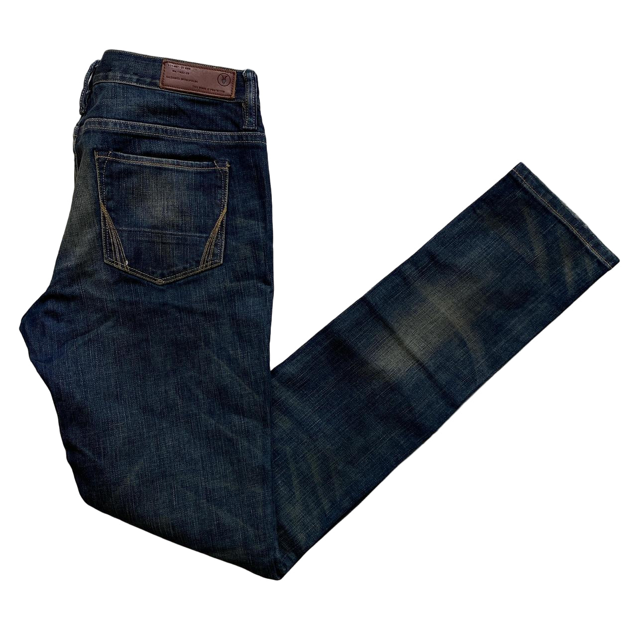 All Saints Navy Stonewash Slim Jeans (28W)