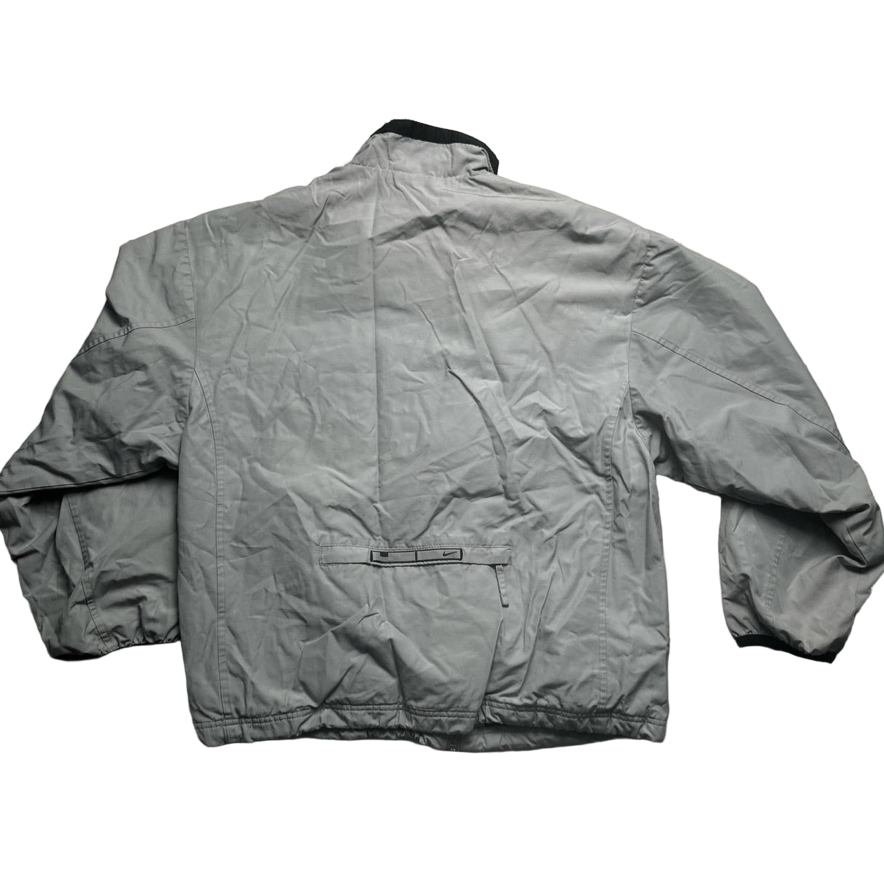 Nike y2k Vintage Silver and Navy Swoosh Shell Tracksuit Windbreaker Jacket (M)