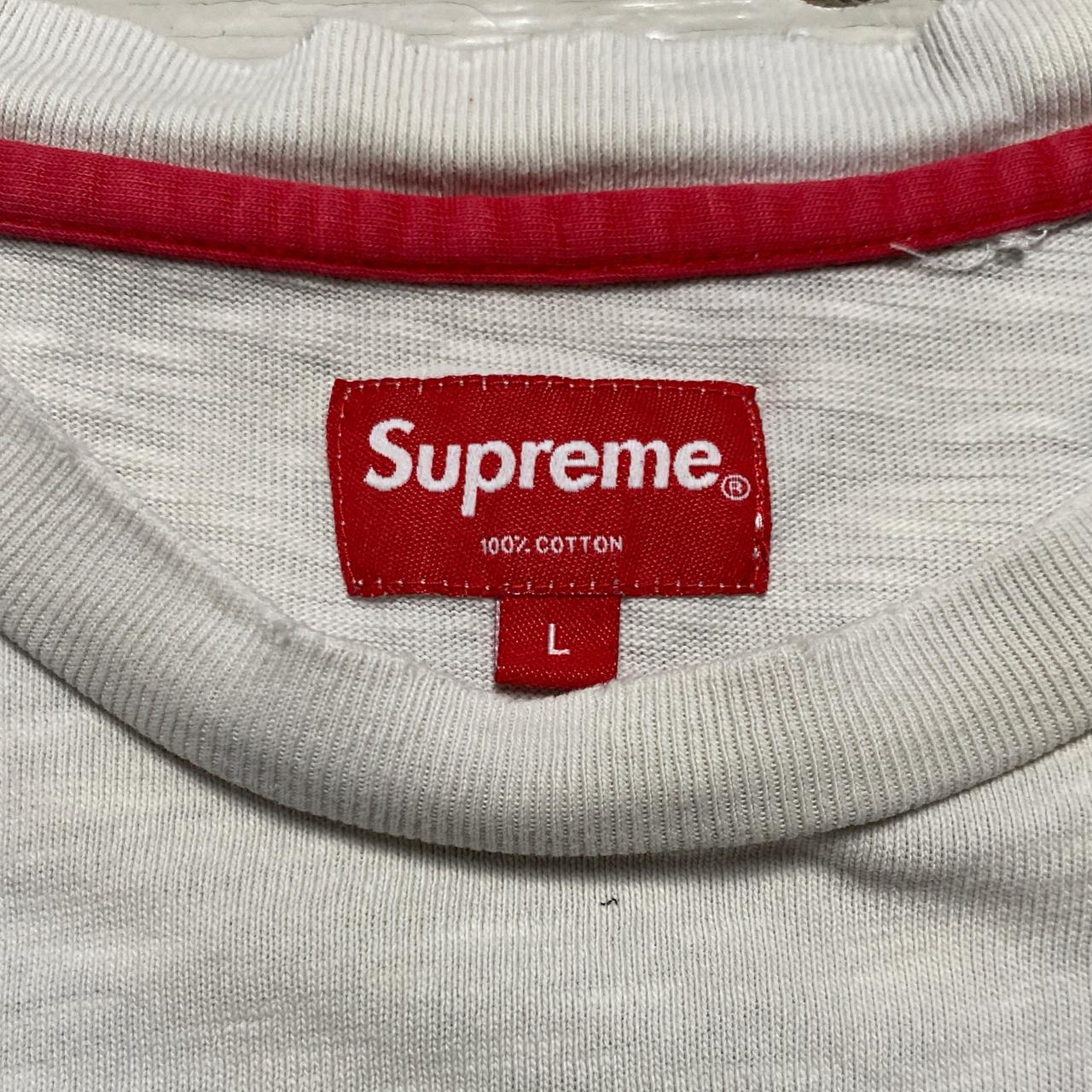 Supreme White and Red Small Tag Long Sleeve T Shirt Sweatshirt (L)