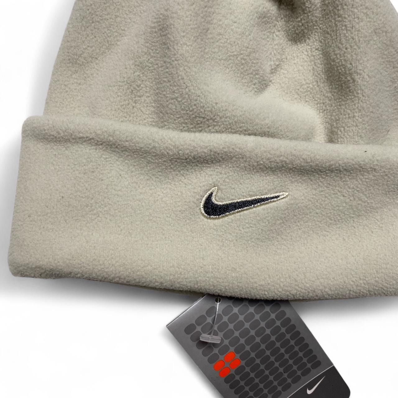 Nike y2k Vintage Fleece White and Grey Swoosh Beanie Hat