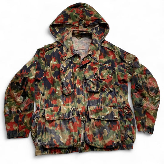 Swiss Camo M70 Camouflage Red Brown and Green Vintage Army Military Jacket (XL)