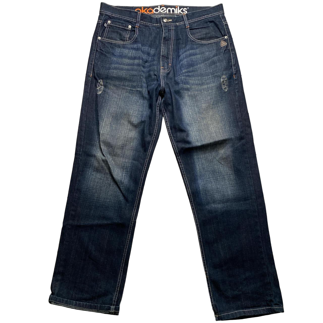 Akademiks Vintage Baggy Dark Navy Stonewashed Jeans (38W)