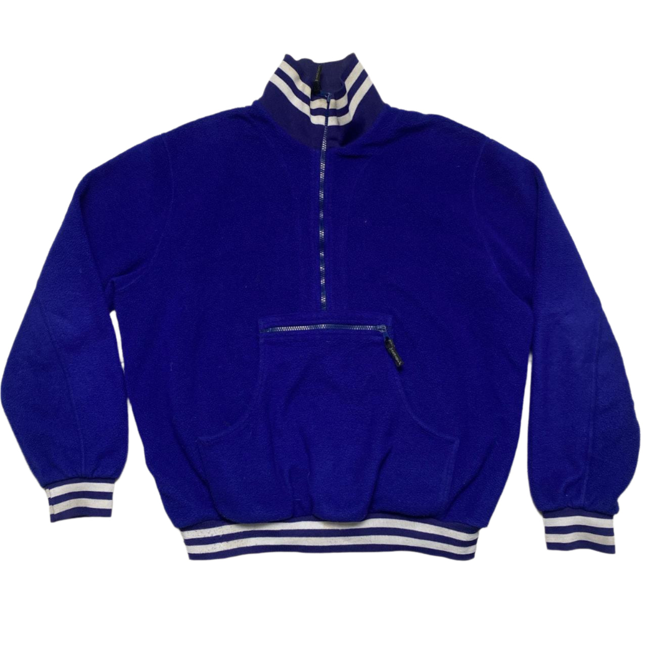 Armani Jeans Blue and White Vintage 90βs Fleece Quarter Zip Jumper (L)