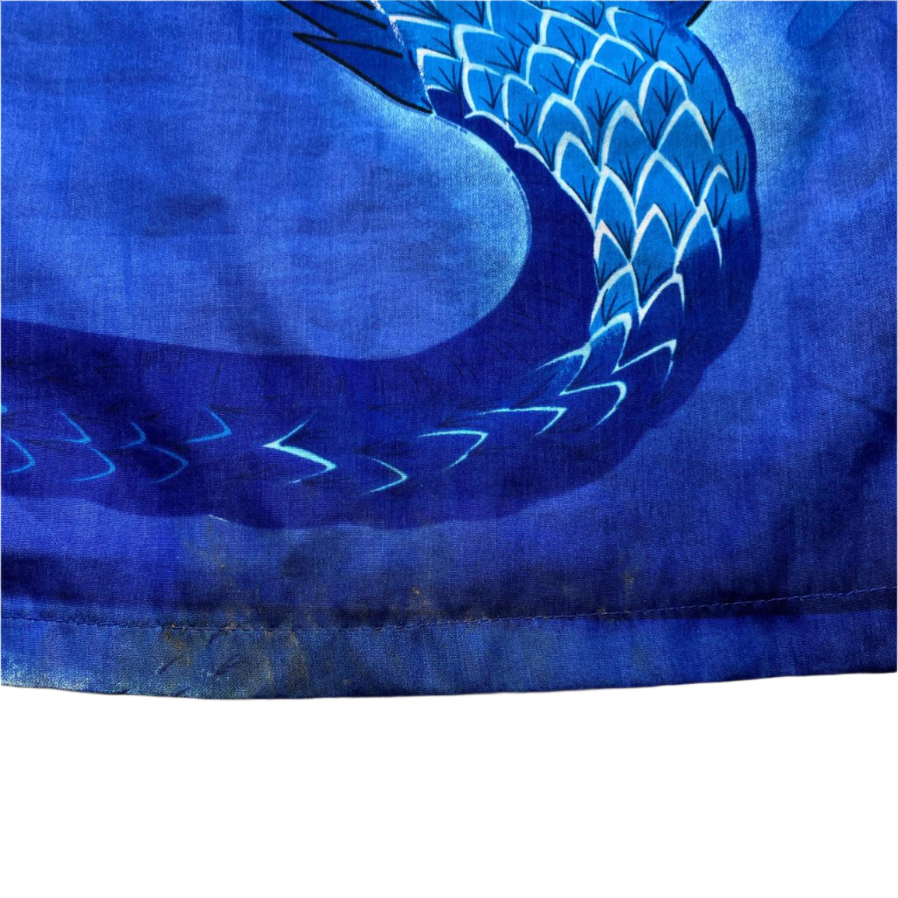 Dragon Y2K Japanese Silk Blue Short Sleeve Shirt (XL)