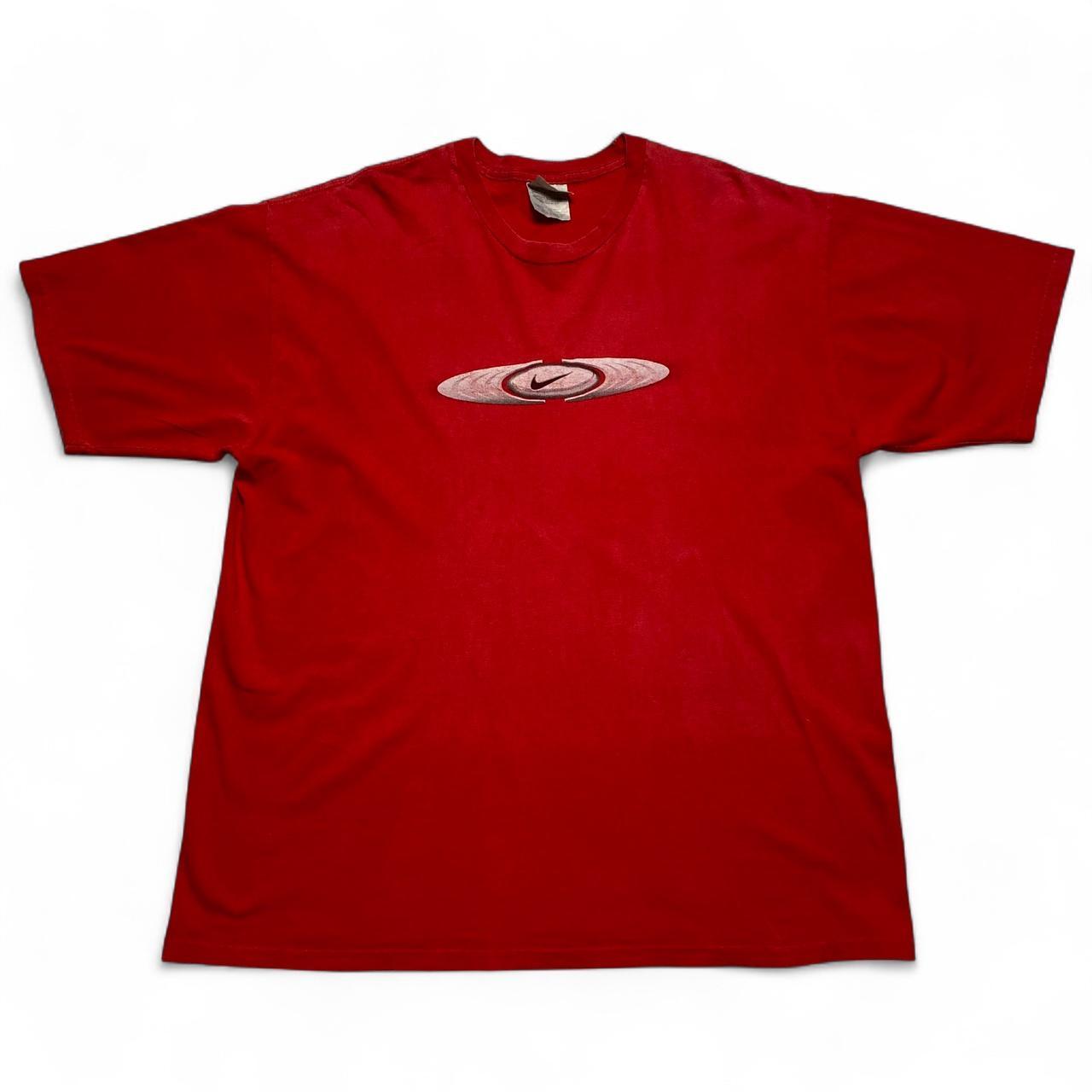 Nike Vintage 90’s Swoosh Oval Graphic Red and Silver T Shirt (XL)
