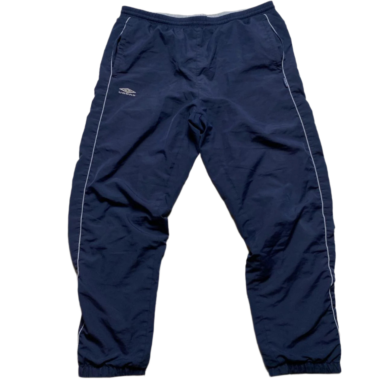 Umbro Navy and Grey Trackpant Shell Baggy Bottoms (L)