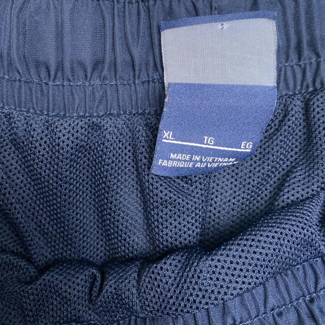 Nike Swoosh Navy and White Shell Trackpant Baggy Bottoms (XL)