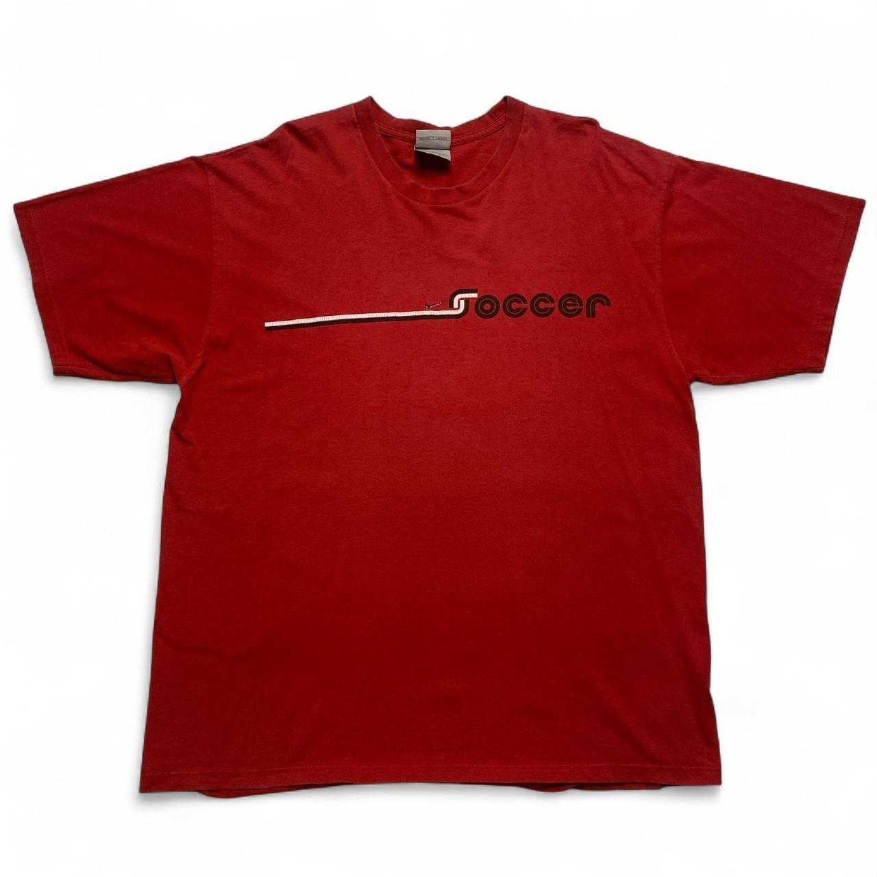 Nike Vintage y2k Soccer Football Red and White T Shirt (XL)