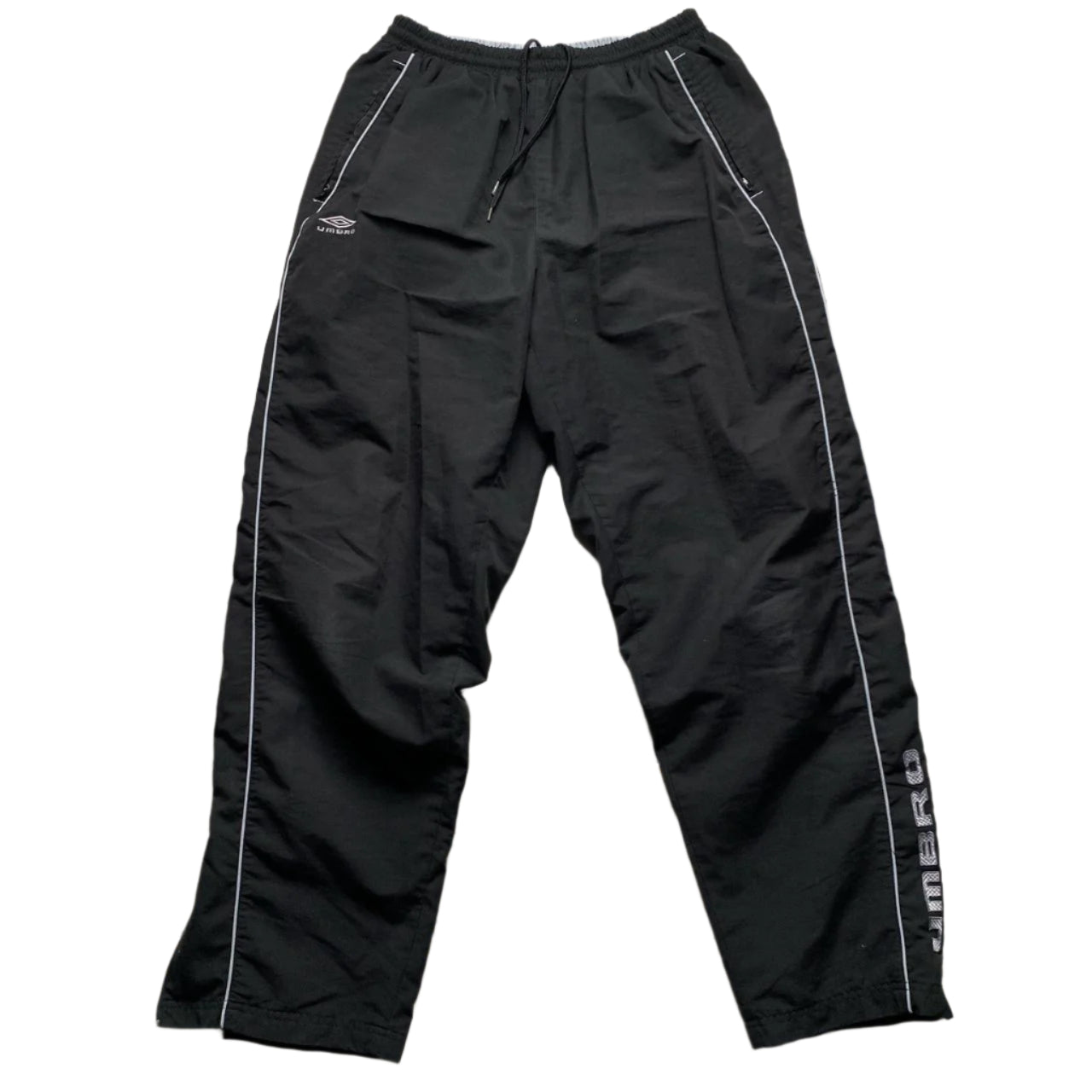 Umbro Vintage Black and Grey Shell Trackpant Baggy Bottoms (L)