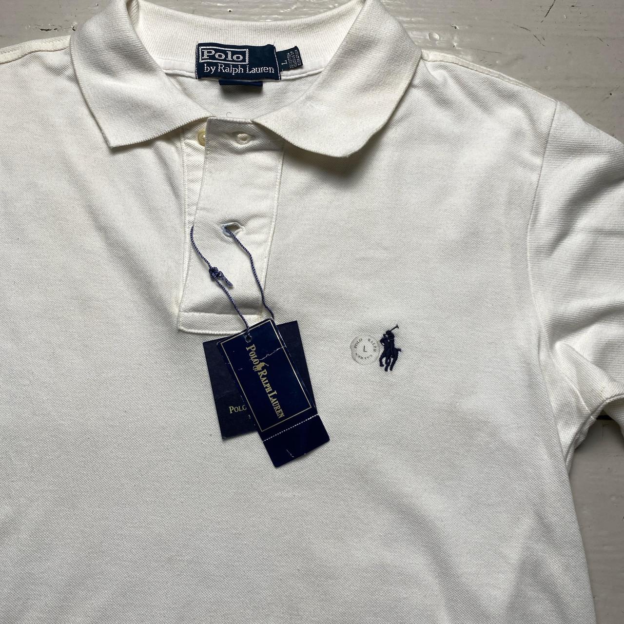Polo Ralph Lauren White an Blue Long Sleeve Polo Shirt (L)