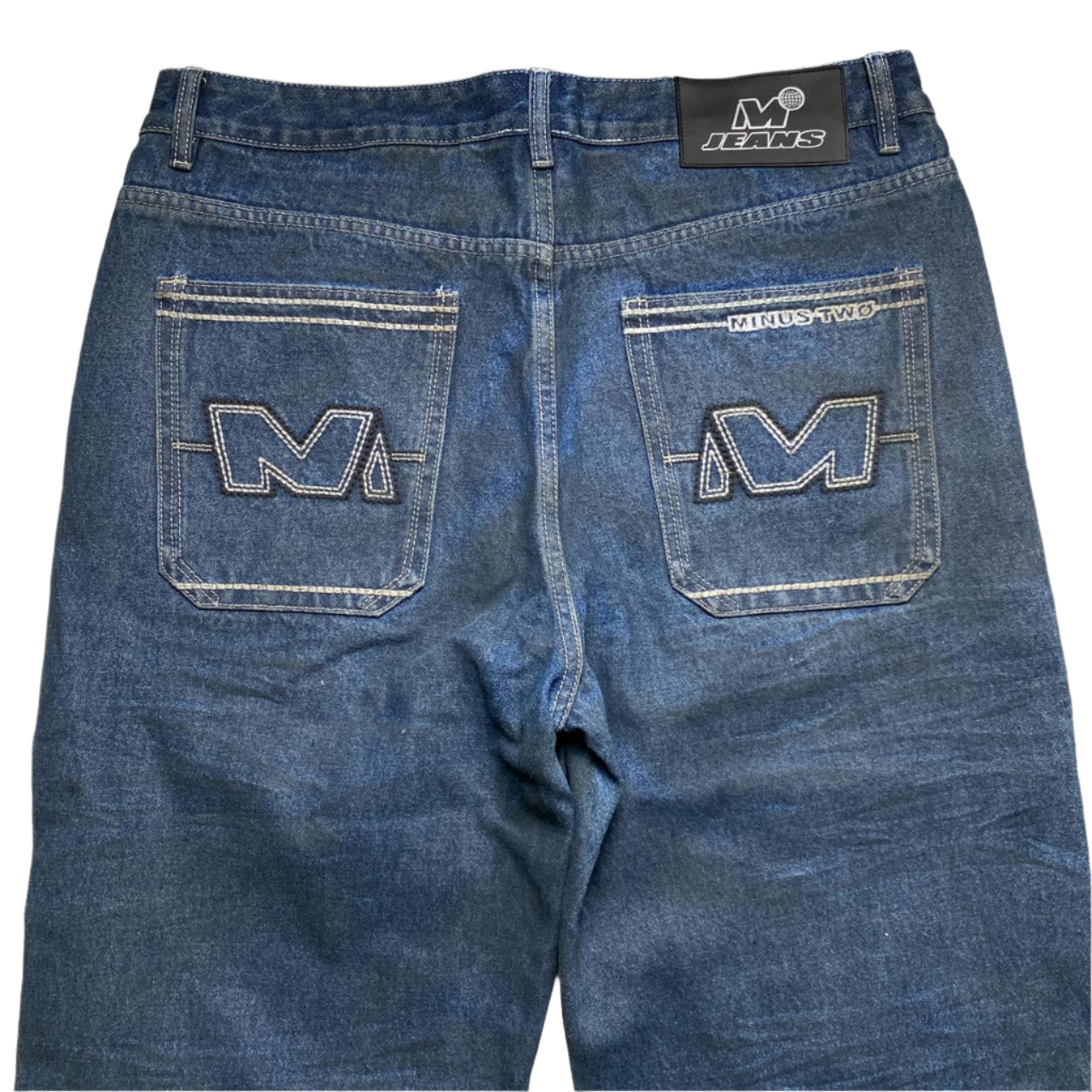 Minus Two Baggy Distressed Navy Jeans (36W)