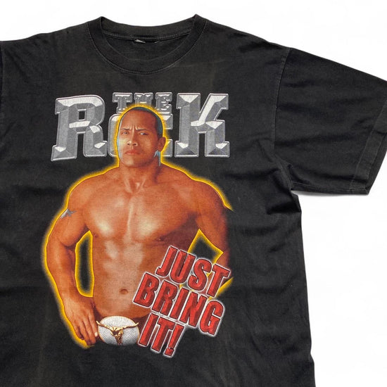The Rock Just Bring It 90’s Single Stitch Wrestling WWF T Shirt Black (XL)