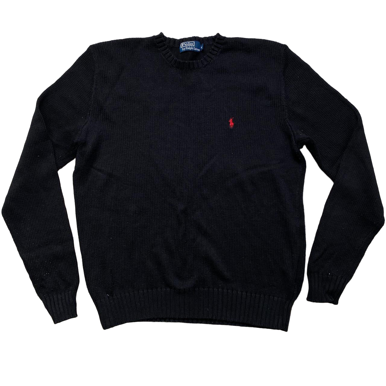 Polo Ralph Lauren Black and Red Knit Jumper (M)
