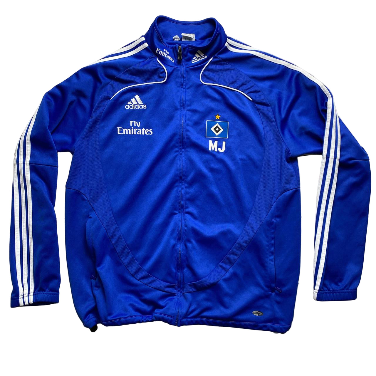Adidas Hamburg SV Vintage Fly Emirates Blue and White Stripe Tracksuit Jacket (XL)