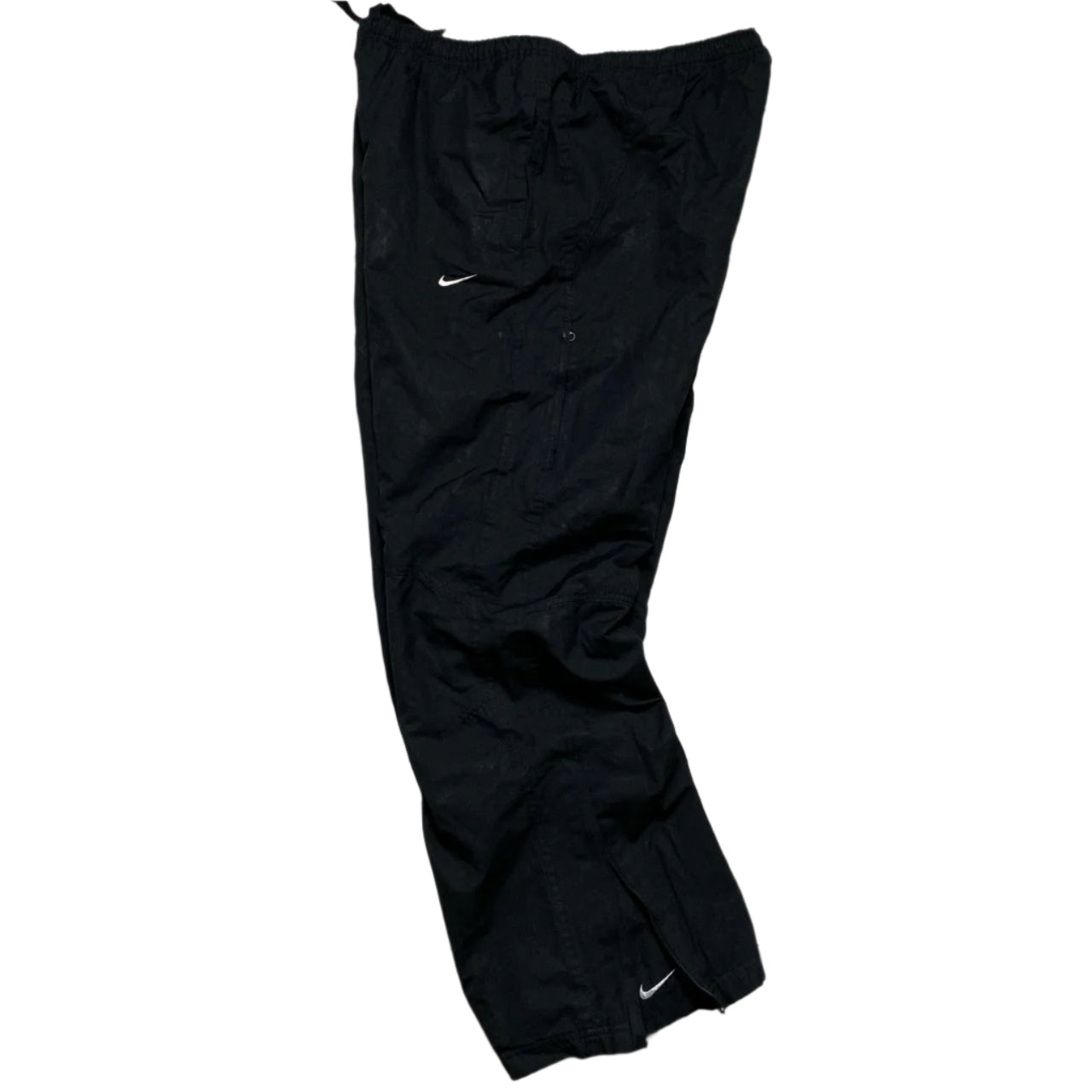 Nike Black and White Swoosh Baggy Trackpant Shell Bottoms (M)
