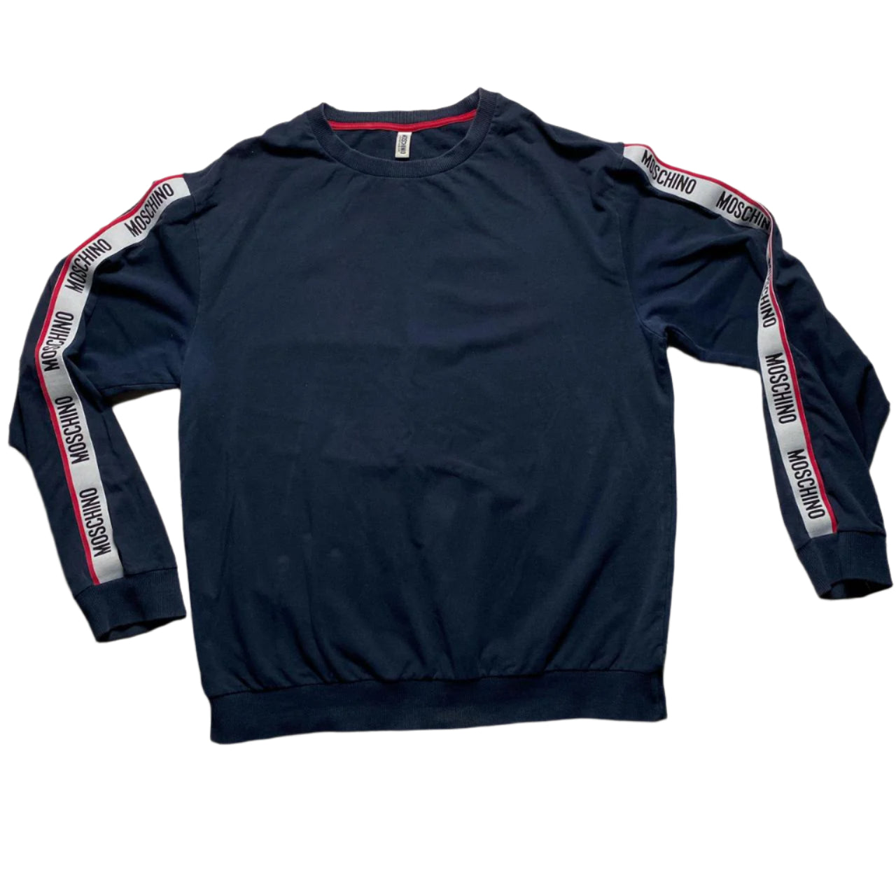 Moschino Navy Taping Repeat Spellout Jumper (2XL)