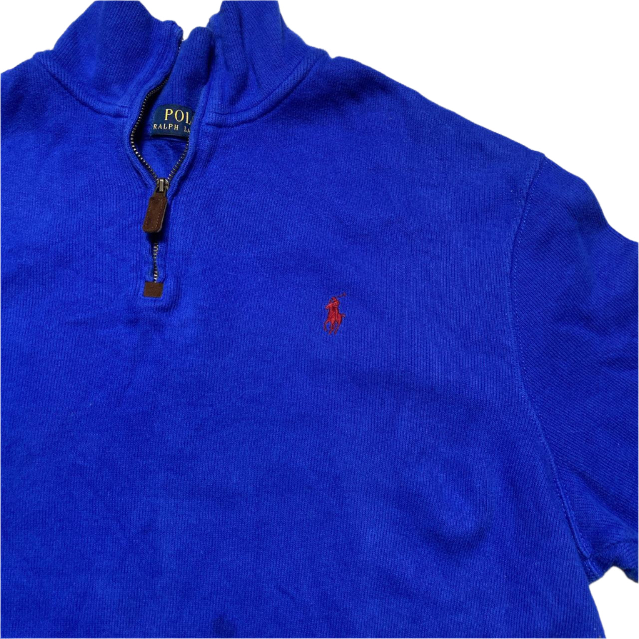 Polo Ralph Lauren Blue and Red Quarter Zip Jumper (L)