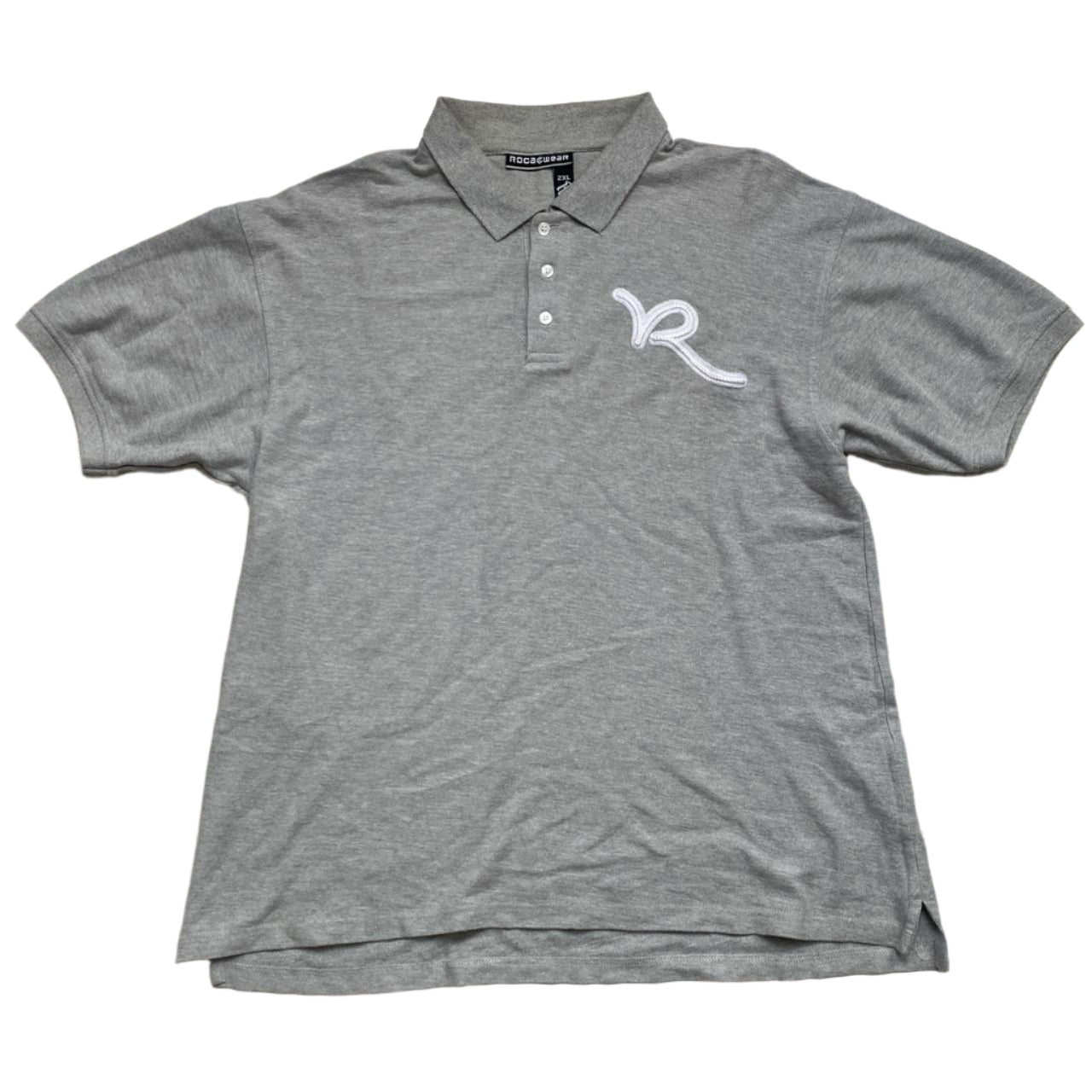 Rocawear Grey and White Polo Shirt (2XL)