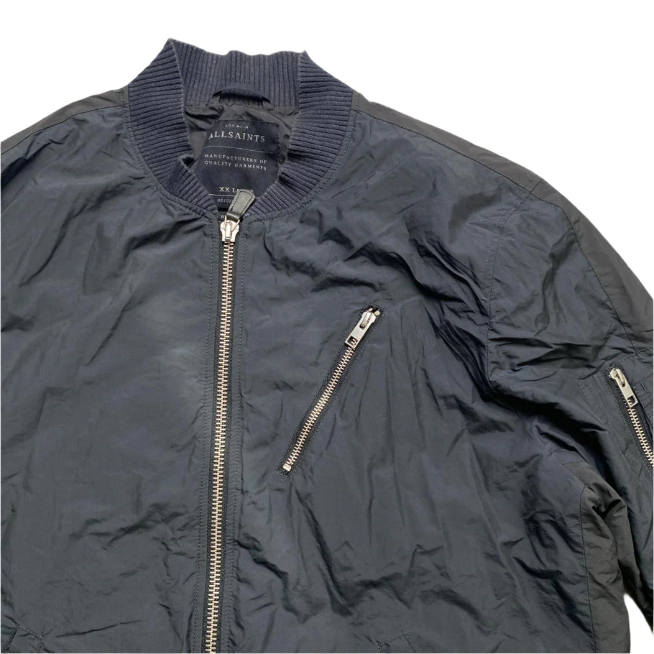 AllSaints Black Bomber Jacket (2XL)