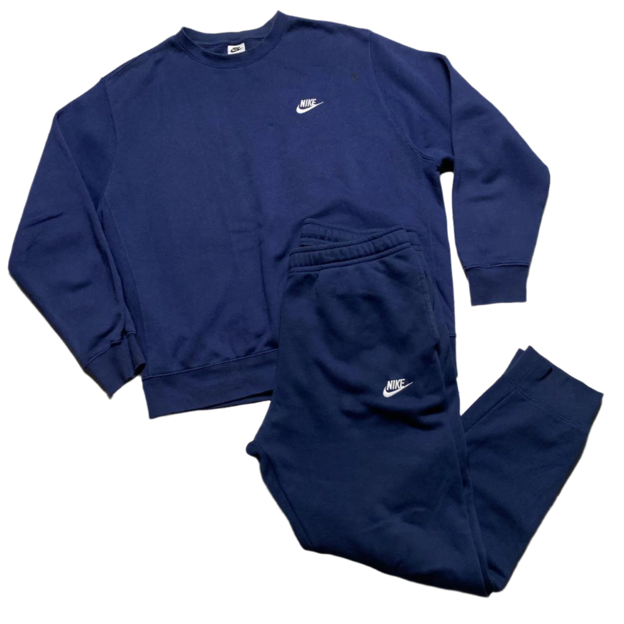Nike Navy and White Jumper Tracksuit (L)