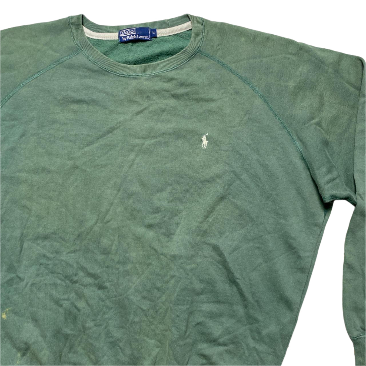 Ralph Lauren Polo Green and Cream Vintage Jumper (L)