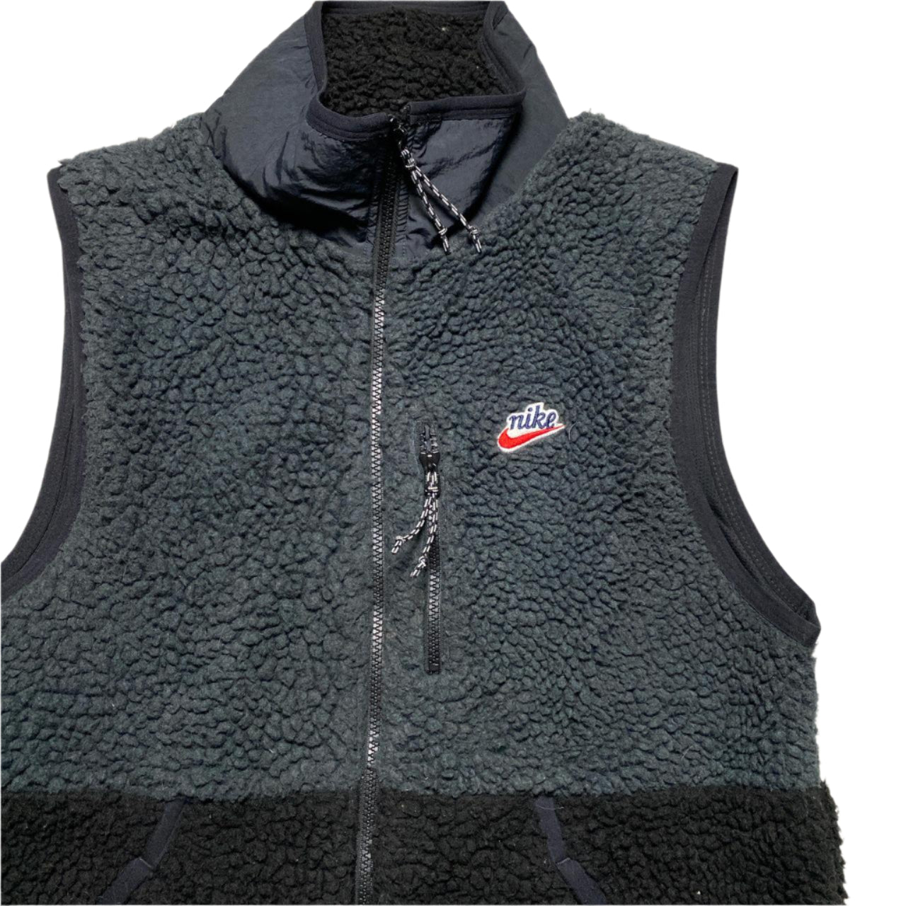 Nike Black and Grey Sherpa Fleece Gilet (S)
