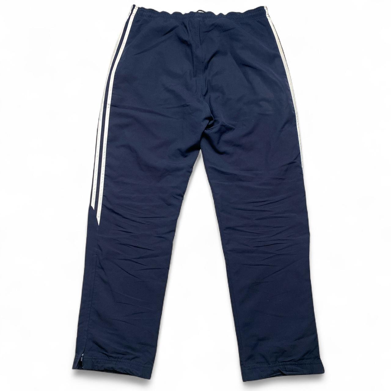 Adidas Navy and White Shell Trackpant Baggy Bottoms (L)