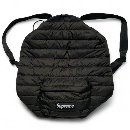 Supreme Pertex Quantum Puffer Down Filled Jacket Black and White Box Logo Backpack Bag