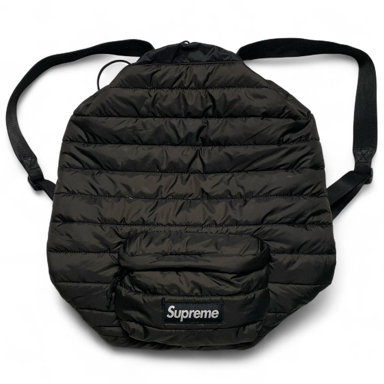 Supreme Pertex Quantum Puffer Down Filled Jacket Black and White Box Logo Backpack Bag