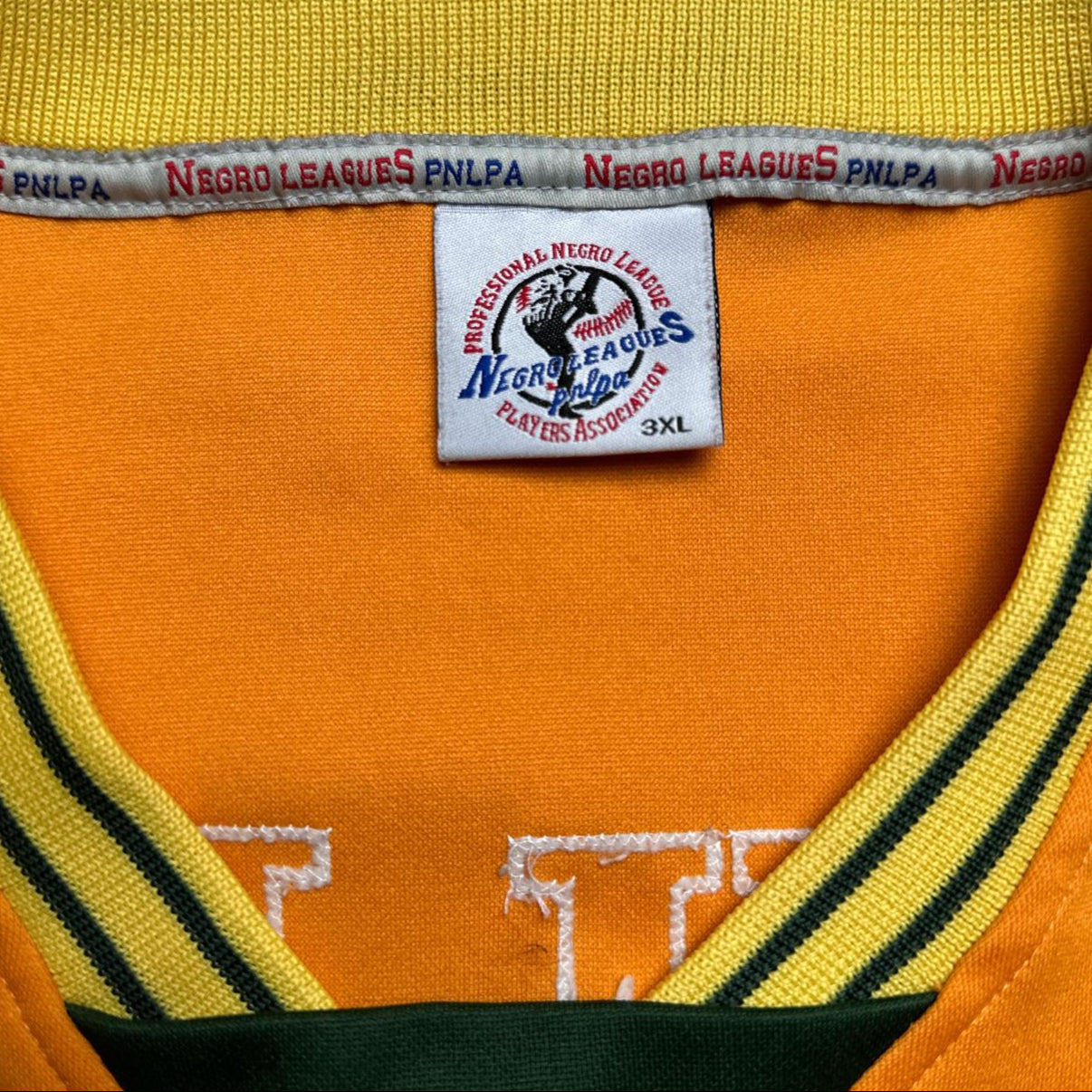 Professional Negro League Baseball Crawford Orange Yellow and Green Jersey (3XL)