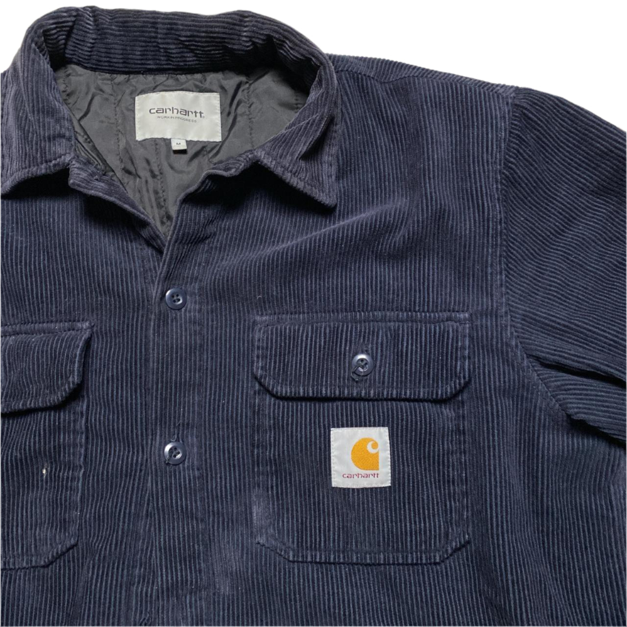 Carhartt Whitsome Shirt Jacket Navy Corduroy Button Up Quilted Jacket (M)