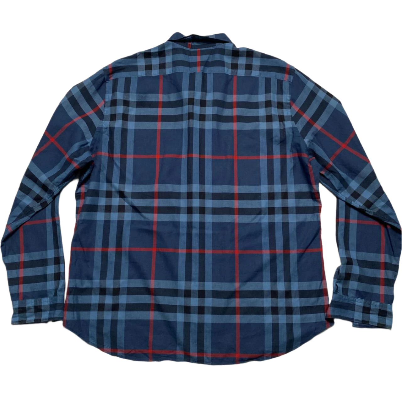 Burberry Brit Nova Check Blue Black and Red Long Sleeve Shirt (2XL)