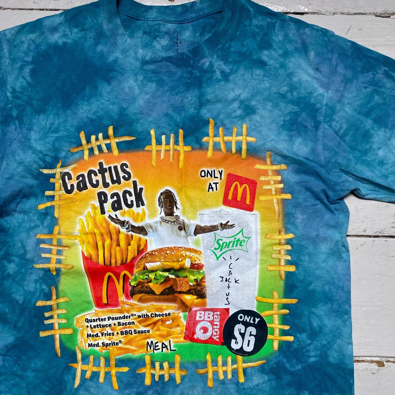 Travis Scott Cactus Jack Mcdonalds T Shirt Blue Tye Die (M)