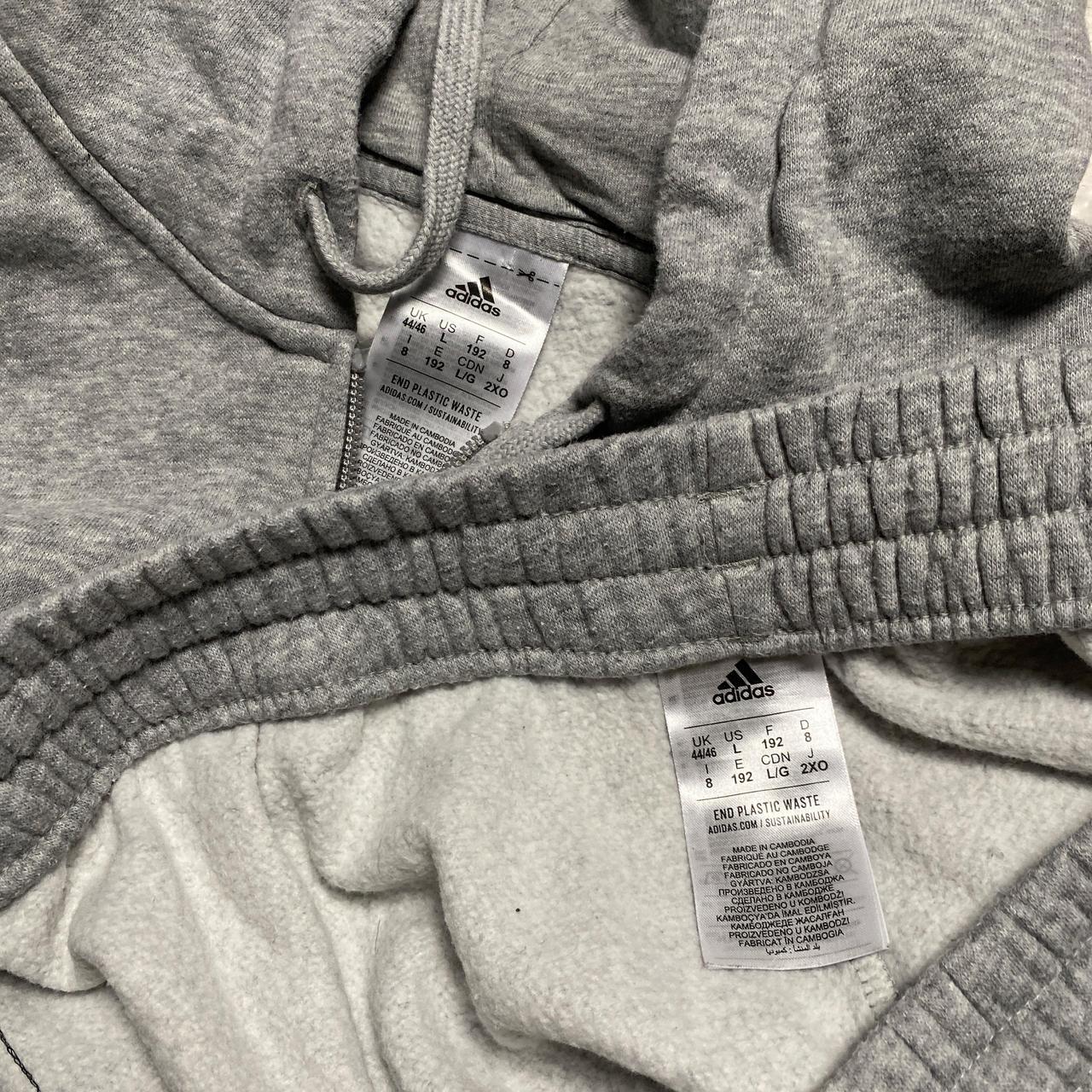 Adidas Essentials Grey and Black Stripes Full Tracksuit (L)