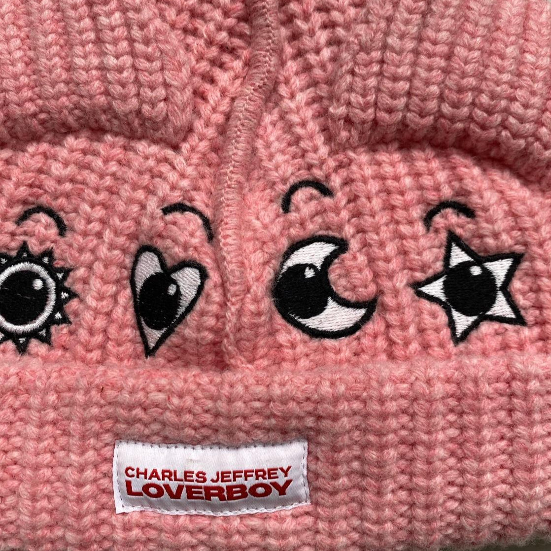 Charles Jeffrey Loverboy Pink Cartoon Creature Beanie Hat (XS/S)