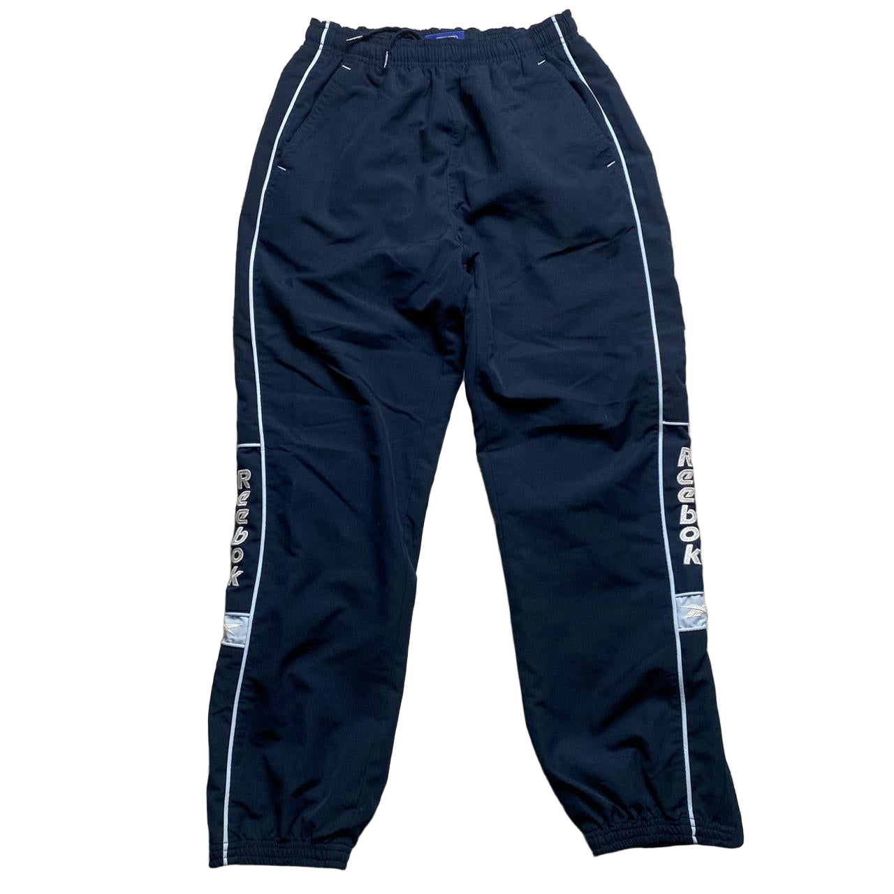 Reebok Navy Baby Blue and White Shell Trackpant Bottoms (S)