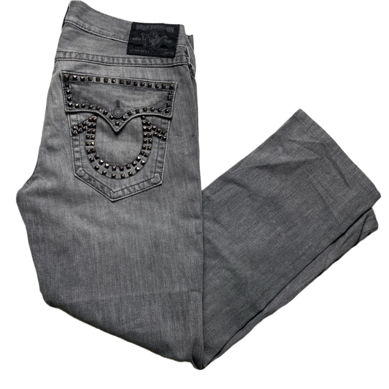 True Religion Grey Studded Jeans (38W)