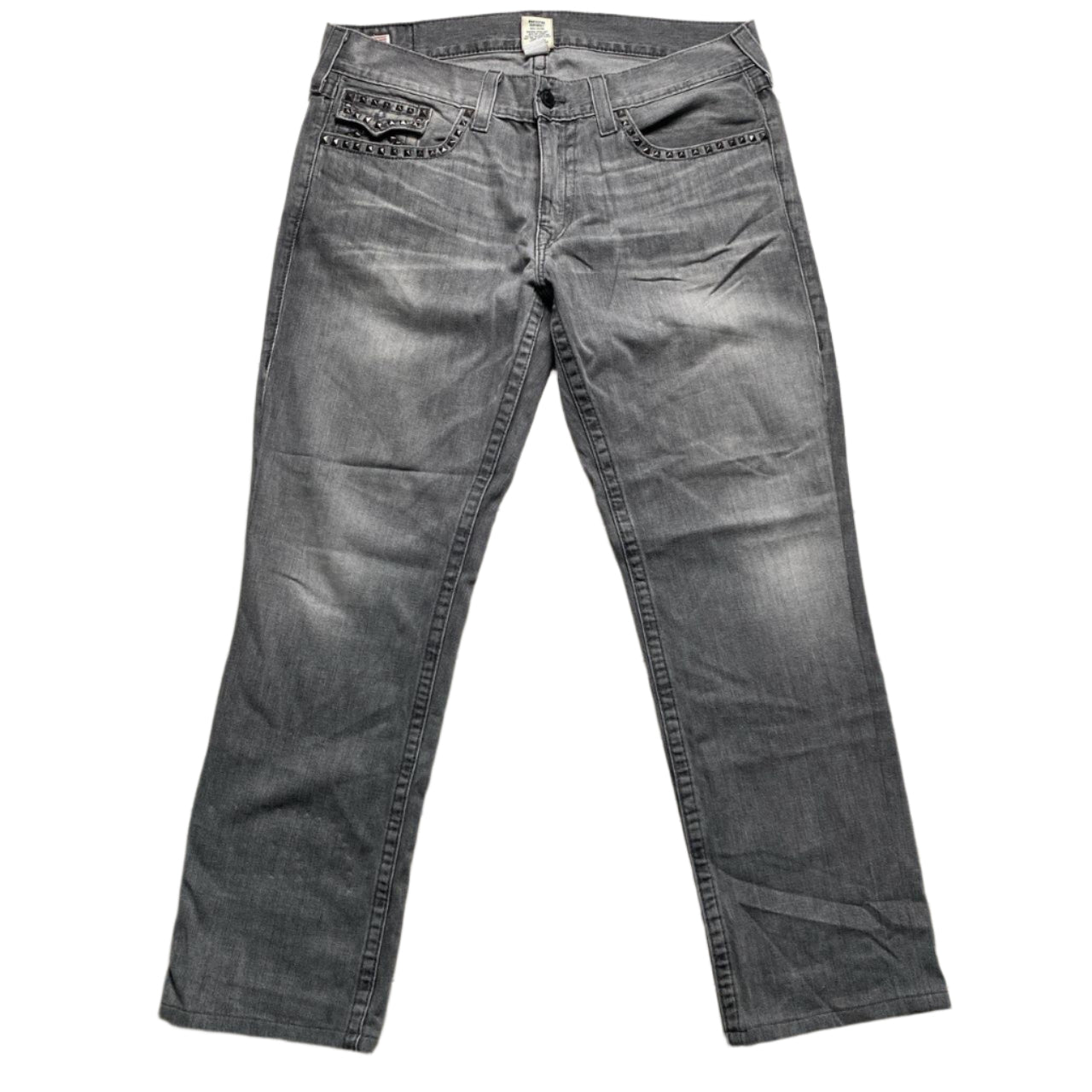 True Religion Grey Studded Jeans (38W)