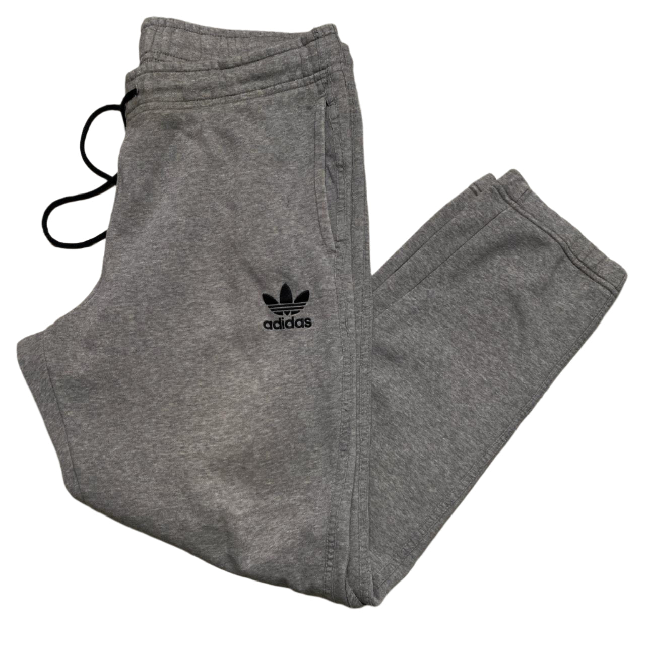 Adidas Grey and Black Joggers (L)