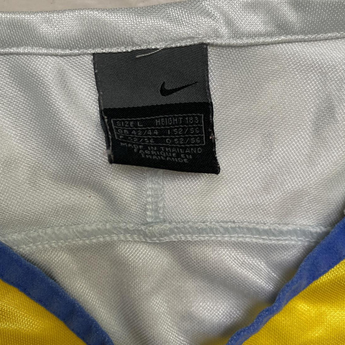 Nike Football Vintage y2k Jersey White Blue Yellow Ombre Blend (L)