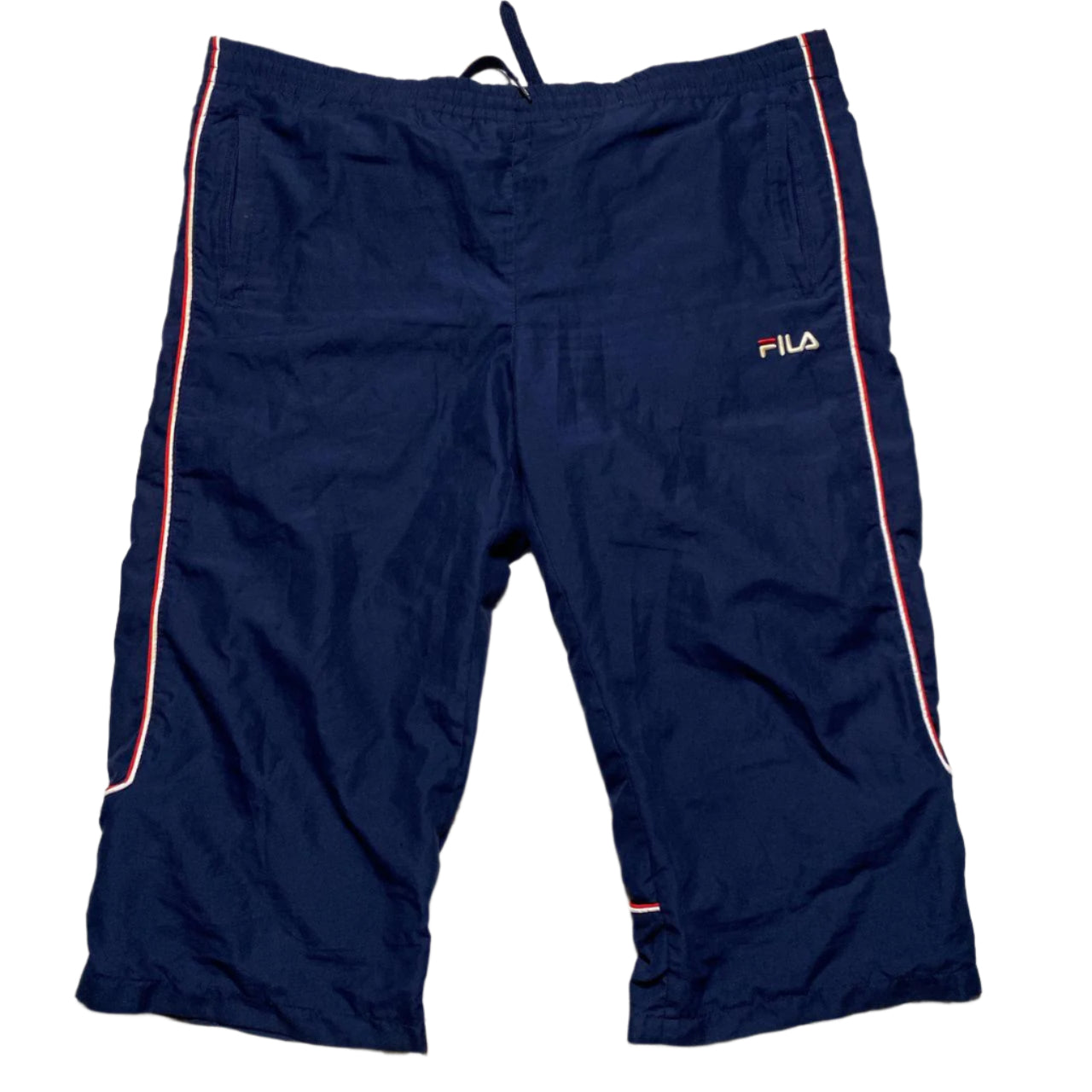 Fila Navy Red and White Vintage Shell Trackpant Shorts (XL)