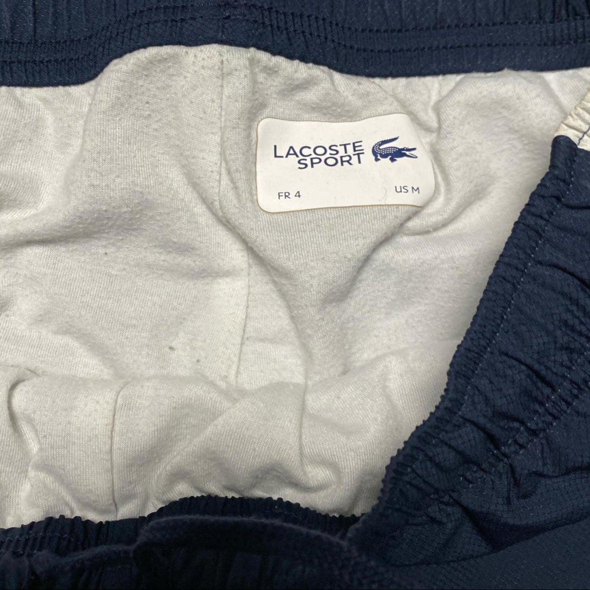 Lacoste Sport Navy and Yellow Shell Trackpant Bottoms (M)