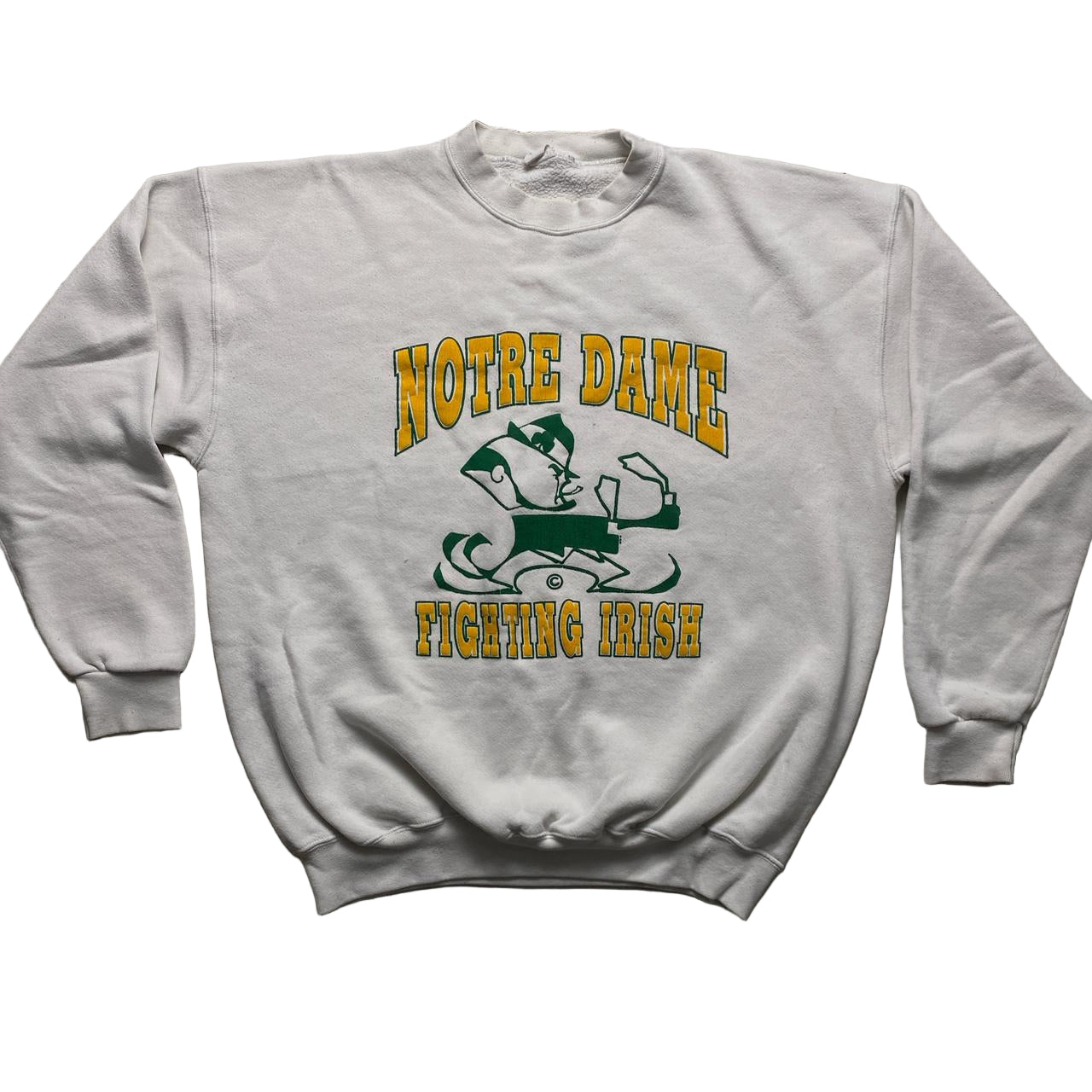 Notre Dame Vintage 90โs Made in USA Jumper White Yellow and Green (XL)