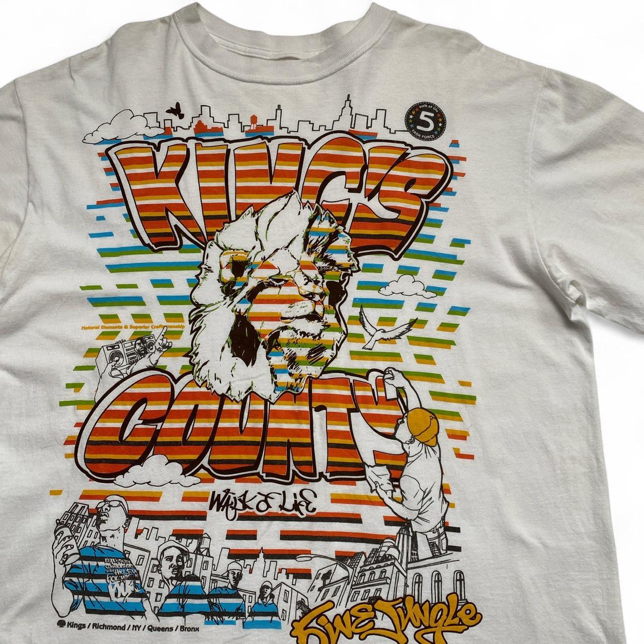 5ive Five Jungle Vintage 90’s y2k Lion Kings Country New York Graffiti T Shirt White (XL)